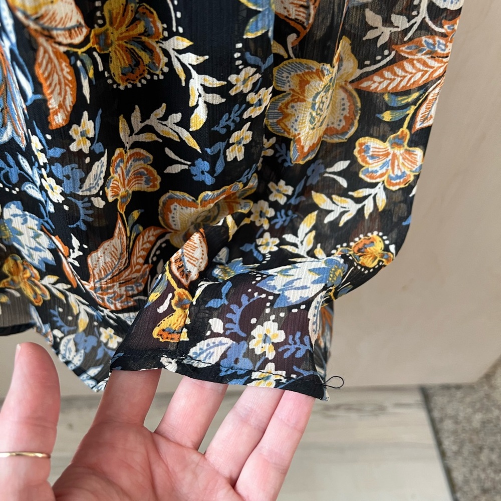 Lucky Brand Black and Brown Floral Long Sleeve Dress - Picture 4 of 6